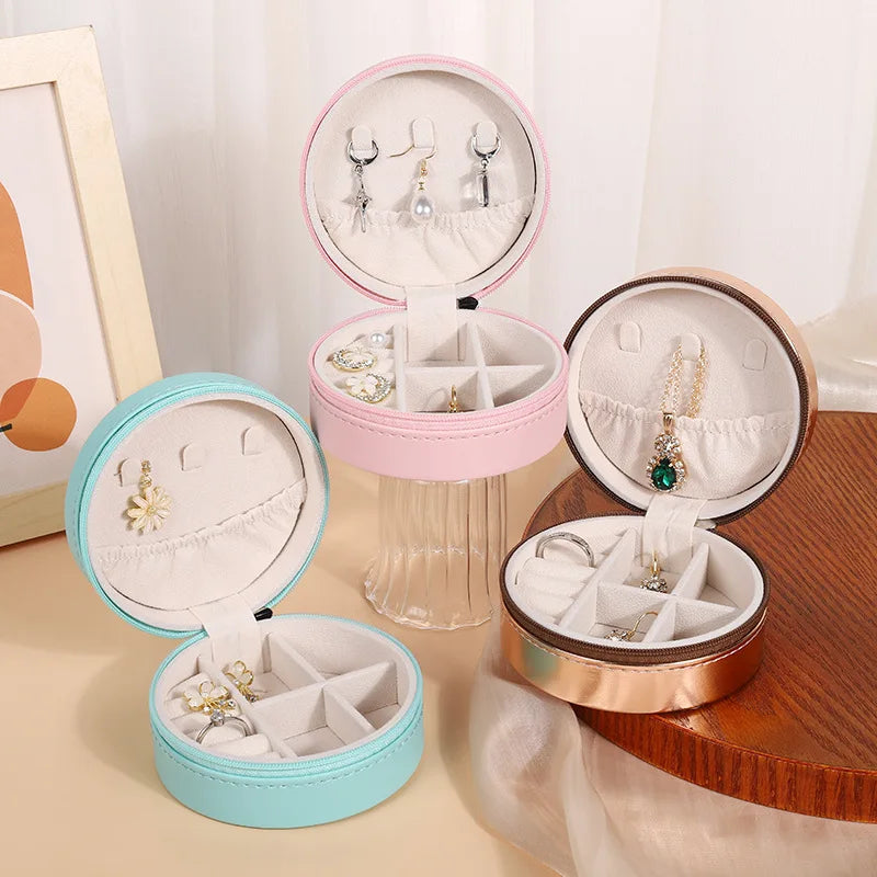 Portable Jewelry Box Jewelry Organizer Display Travel Jewelry Case Boxes Waterproof Leather Storage Zipper Jewelers Joyero