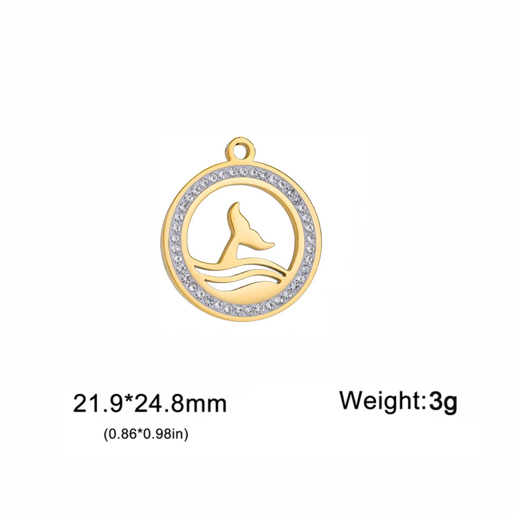 EUEAVAN 1pc Mermaid Stainless Steel Pendant Ocean Sea Fish Tail Charms Necklace Earrings Jewelry Making Accessories Wholesale