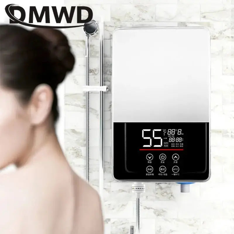 DMWD Electric Thermostatic water heater 7000W Remote Control Instant heating waterproof tankless water heater for shower bath