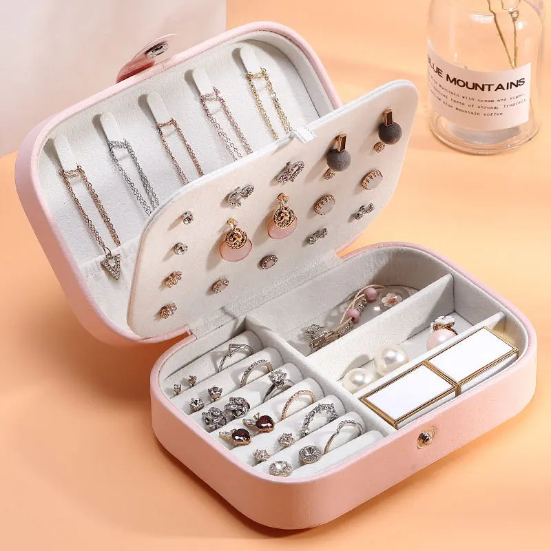Portable Jewelry Box Jewelry Organizer Display Travel Jewelry Case Boxes Waterproof Leather Storage Zipper Jewelers Joyero