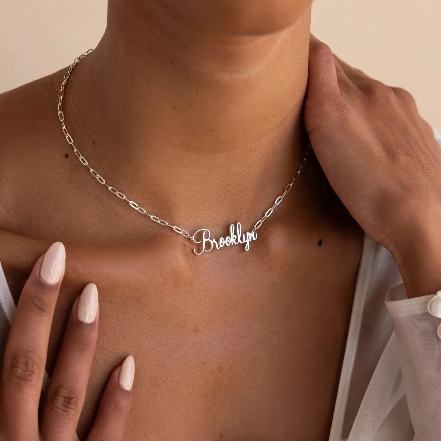 Amaxer Personalised Custom Name Necklace for Women Cursive Letter Pendant Stainless Steel Chains Jewelry Couple Weddings Gifts