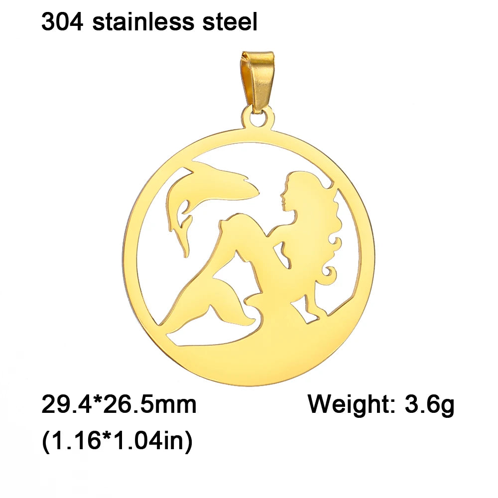 EUEAVAN 1pc Mermaid Stainless Steel Pendant Ocean Sea Fish Tail Charms Necklace Earrings Jewelry Making Accessories Wholesale