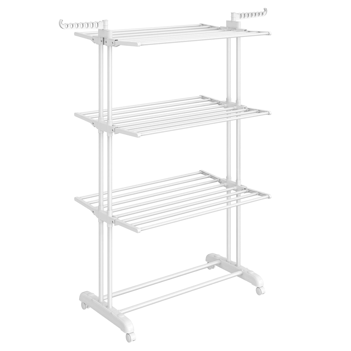 SONGMICS Large Clothes Airer, Foldable Clothes Drying Rack Laundry 4-Tier, Moveable Clothes Horse, 64 x 126 x 172 cm