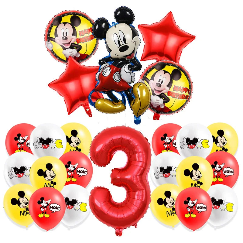 Mickey Mouse Birthday Decoration  Kids Balloons Disposable Tableware Banner Cups Pendant Baby Shower Supplies Kid Gift
