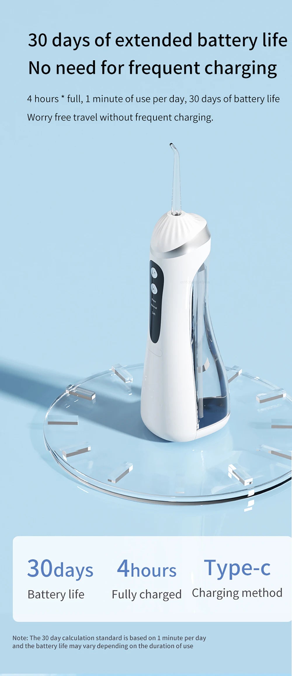 Dental Oral Irrigator Water Flosser for Teeth Portable Dental Water Jet Rechargeable High Pressure Electric Dental Irrigator