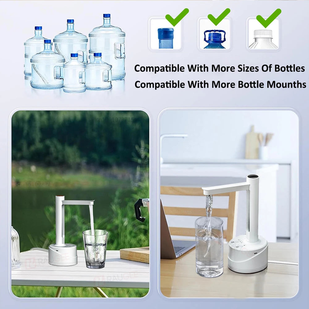 Electric Water Gallon Bottle Pump Folding Water Bottle Pump Automatic Desktop Water Pump 19 Liters Rechargeable Water Pump