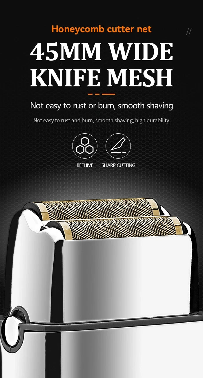Kemei KM-TX5 Premium Chargeable Battery Type Silver Shaver Double Net Aluminum Alloy Reciprocating Electric Shaver