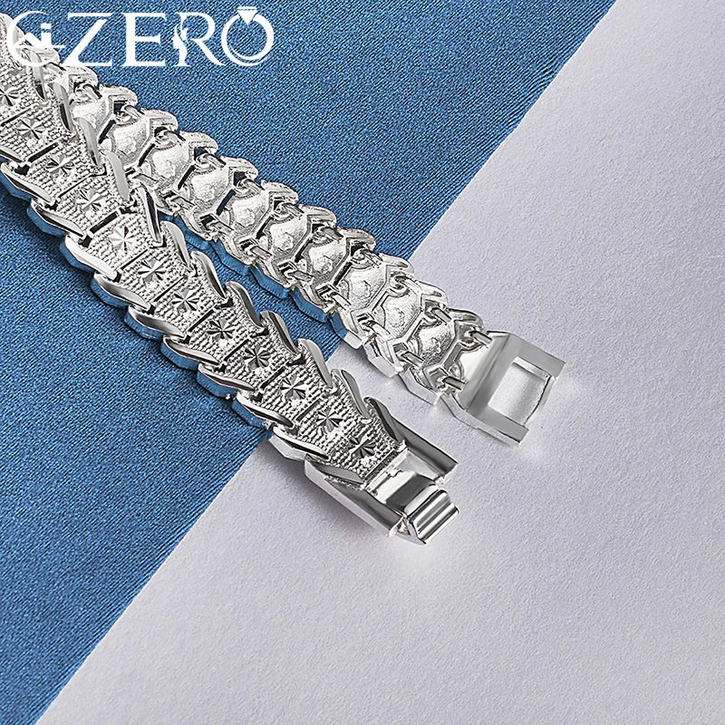 ALIZERO 925 Sterling Silver Fashion Wristband Bracelet Chain For Men's Woman Wedding Party Charm Noble Accessories Jewelry Gift