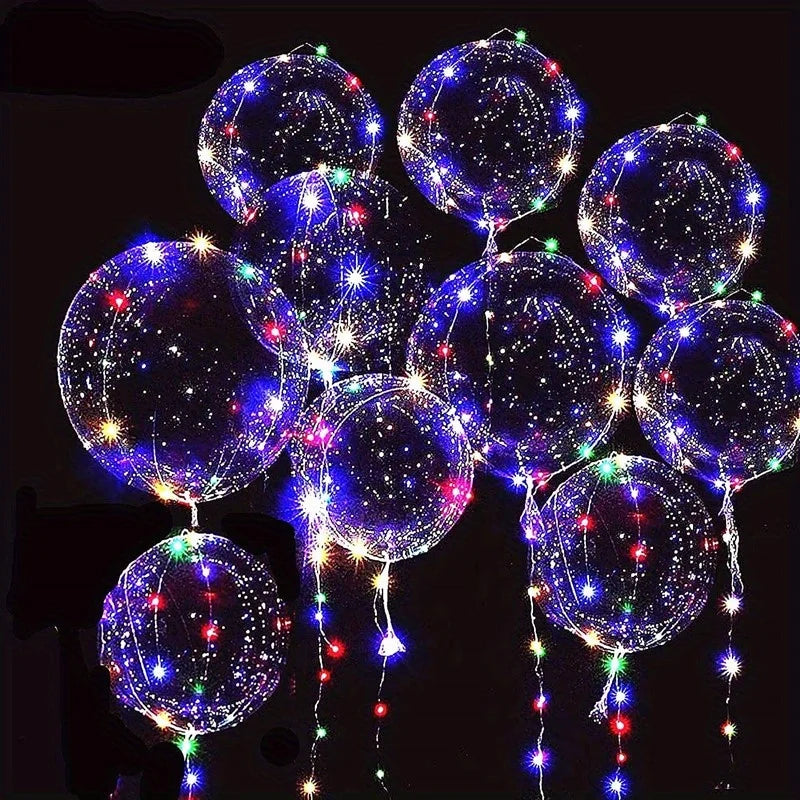 LED Colorful 10 Sets Of Colorful LED Light-Waving Bubble Balloons Helium Balloons For New Year, Birthday, Wedding, And Party Dec