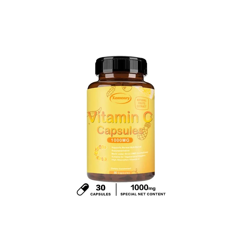 Vitamin C Capsules 1000mg - Immune System and Collagen Booster, Skin Health, Antioxidant Supplements