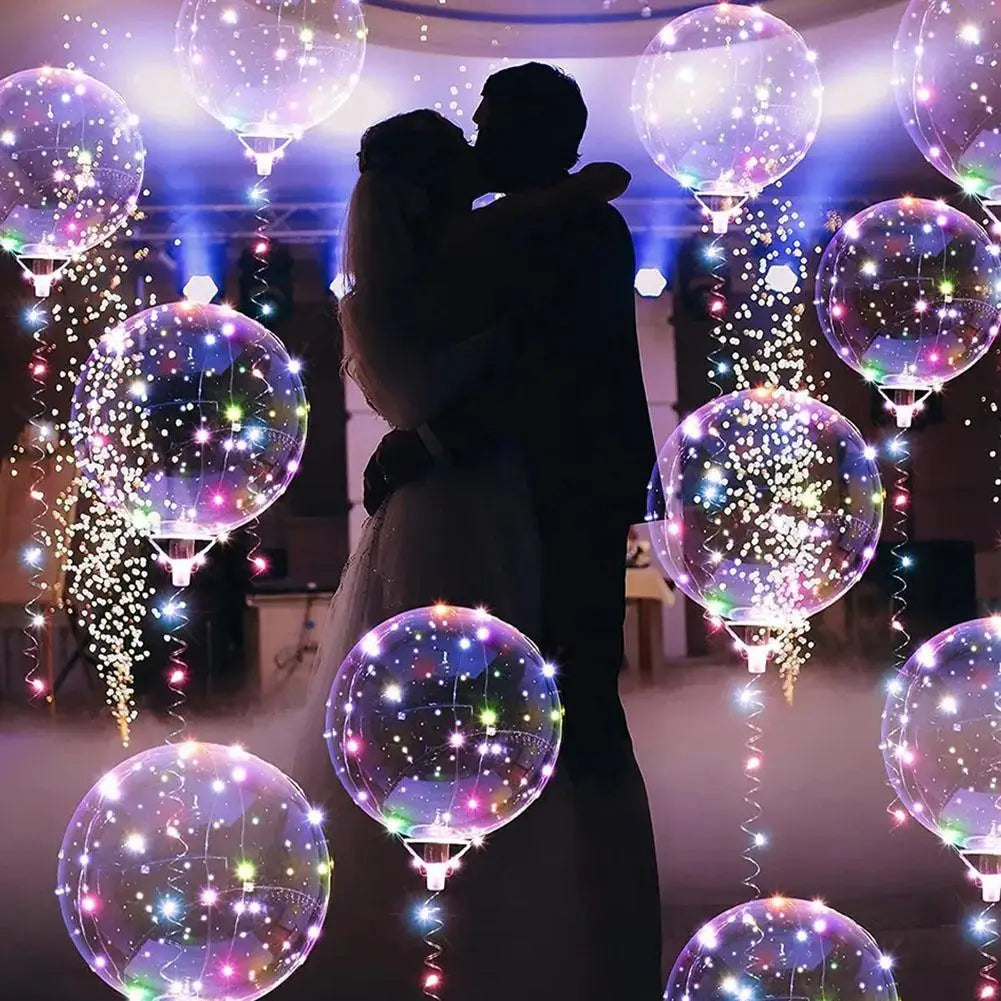 3set Transparent Led Balloons Light Up Balloons With Light Strap Bobo Balloons For Party Birthday Anniversary Wedding Decoration