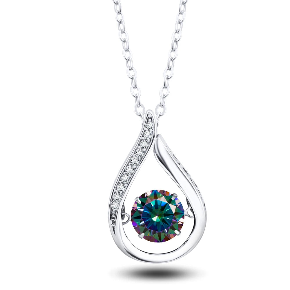 1CT Pass Tested GRA certified Moissanite Pendant Necklace for Women Sterling 925 Silver Lab-created Diamond Pendant with O-chain