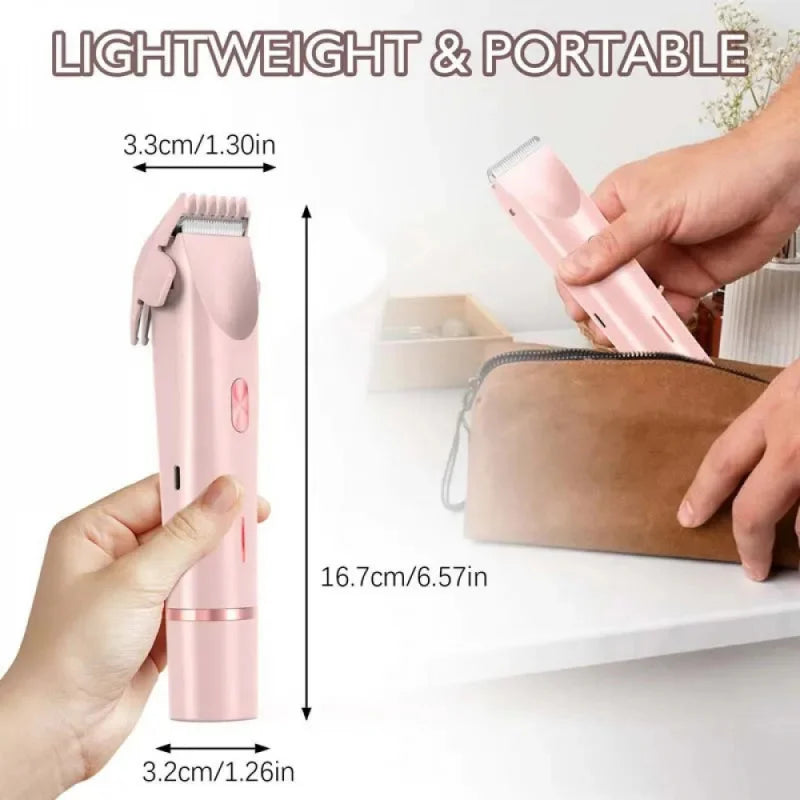 Portable Ladies Shaver  Waterproof 2 in 1 Lady Pubic Hair Groomer Painless Hair Removal Razor Women Electric Body Shaver