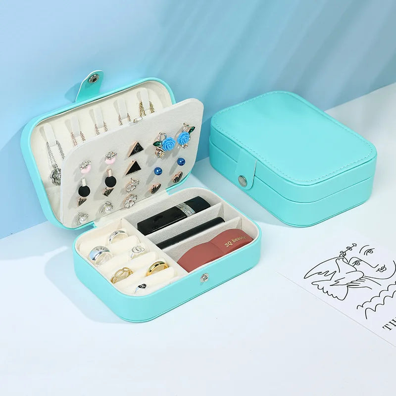 Portable Jewelry Box Jewelry Organizer Display Travel Jewelry Case Boxes Waterproof Leather Storage Zipper Jewelers Joyero
