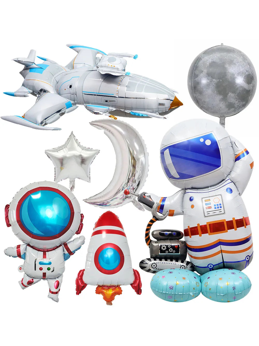 4D Spaceship Balloon 4D Standing Astronaut Ballon Large Space Shuttle Inflate Balloon for Rocket Birthday Decoration Baby Shower
