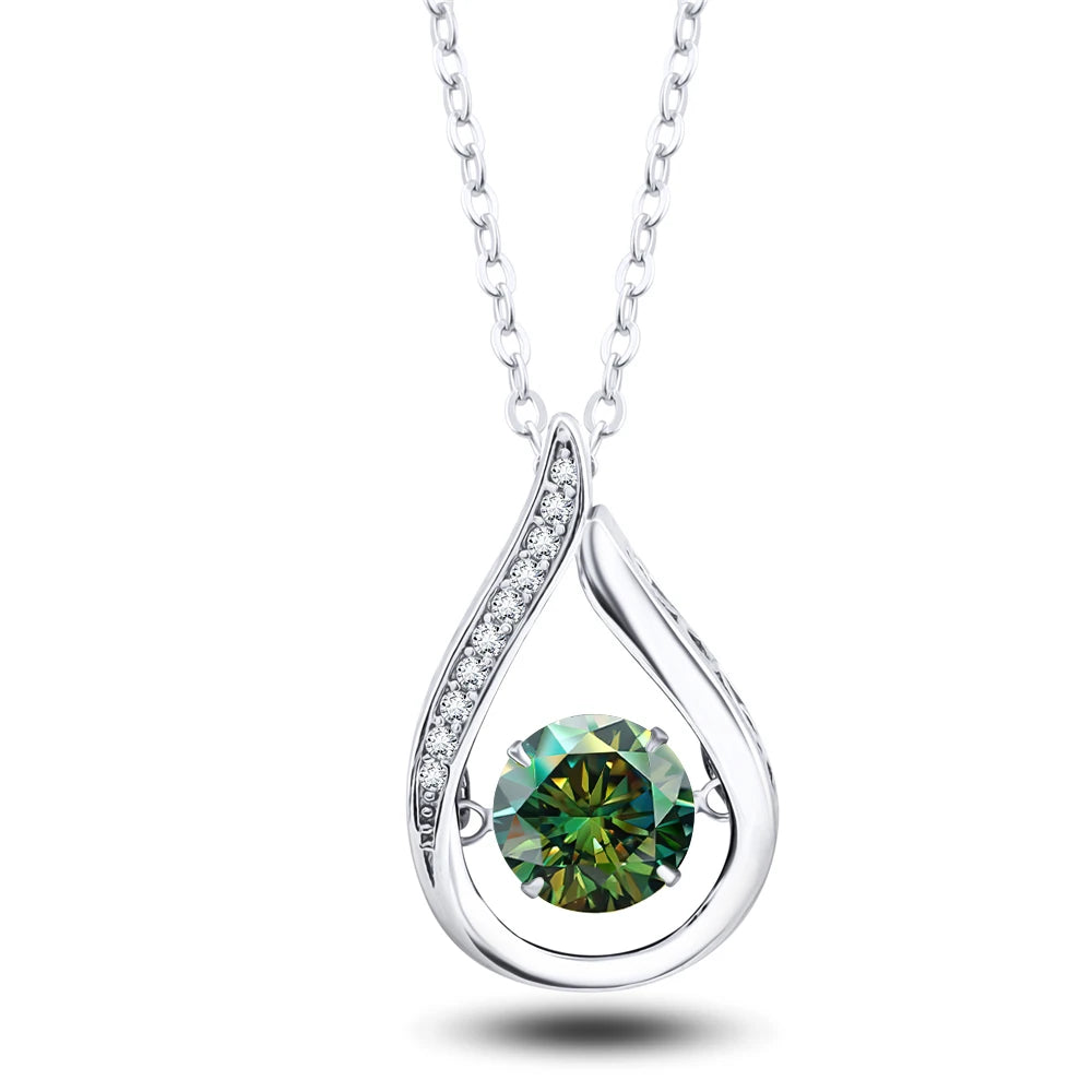 1CT Pass Tested GRA certified Moissanite Pendant Necklace for Women Sterling 925 Silver Lab-created Diamond Pendant with O-chain