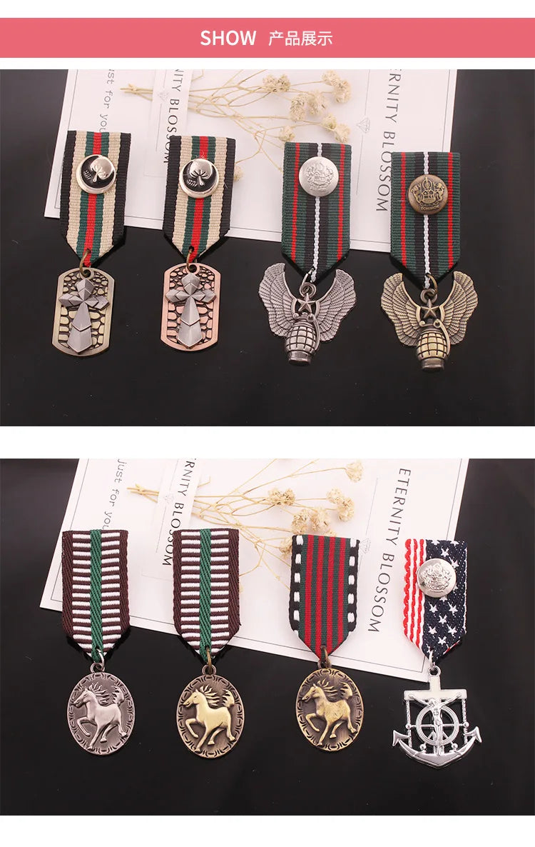 Vintage Badge British Academy Style Men's Medal Shoulder Badge Metal Badge Wholesale