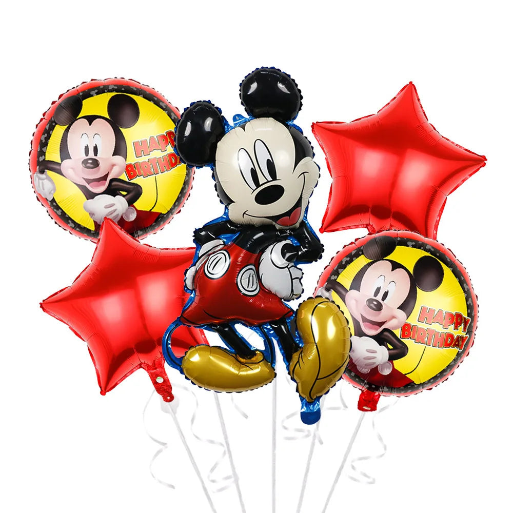 Mickey Mouse Birthday Decoration  Kids Balloons Disposable Tableware Banner Cups Pendant Baby Shower Supplies Kid Gift