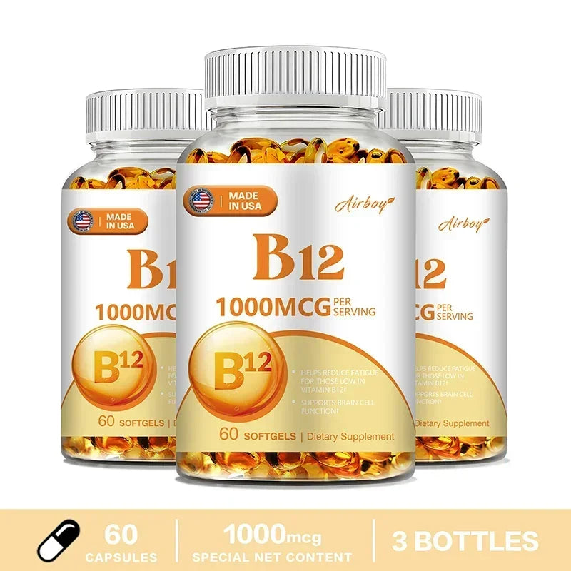 Vitamin B12 1000mcg - Benefits Brain & Heart Function, Memory, Learning, Helps Boost Natural Energy