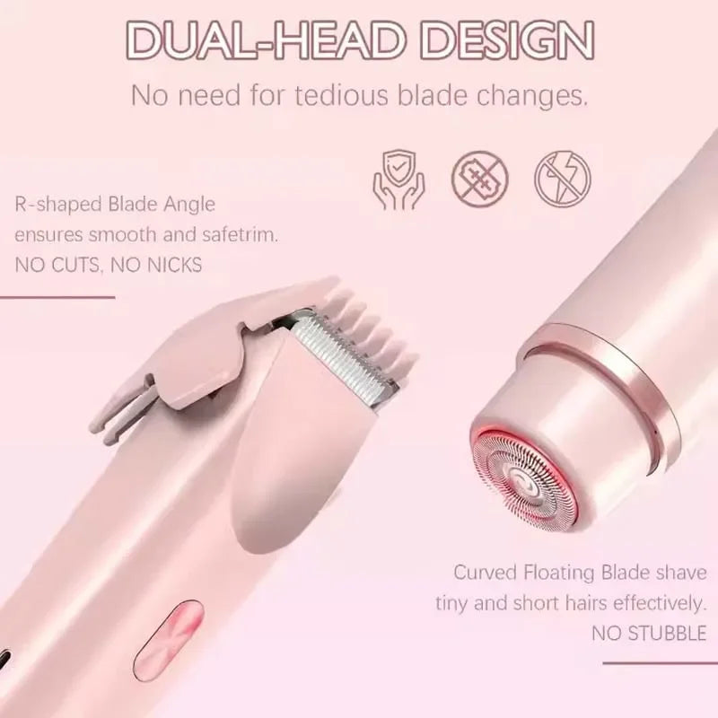 Portable Ladies Shaver  Waterproof 2 in 1 Lady Pubic Hair Groomer Painless Hair Removal Razor Women Electric Body Shaver