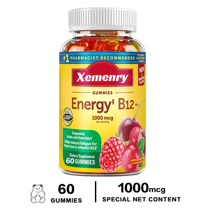 Vitamin B12 Gummies 1,000 Mcg - Supports Brain Cell Function and Reduces Fatigue