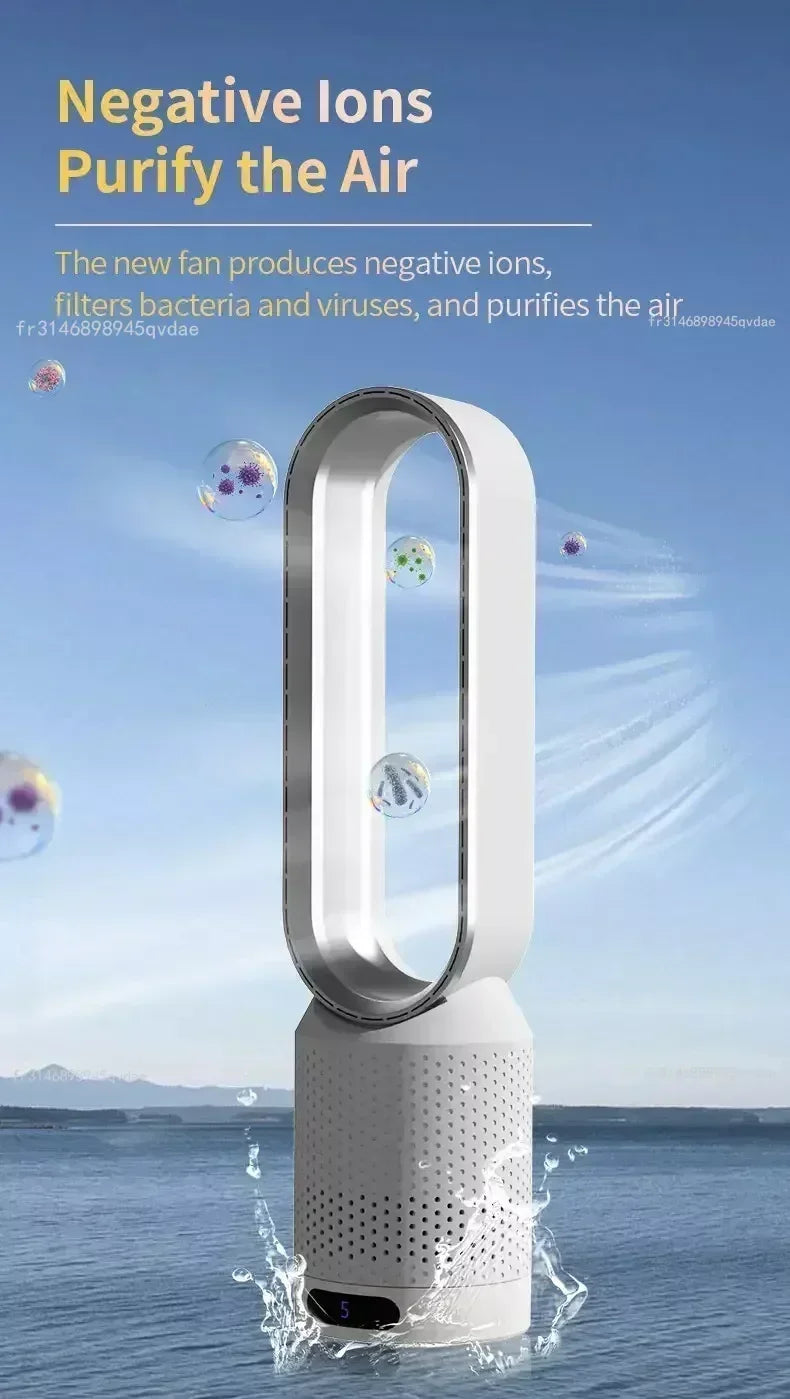 2025 Air Purification Circulation Bladeless Ultra-Quiet Dormitory Desk Floor Electric Fan Tower Bladeless