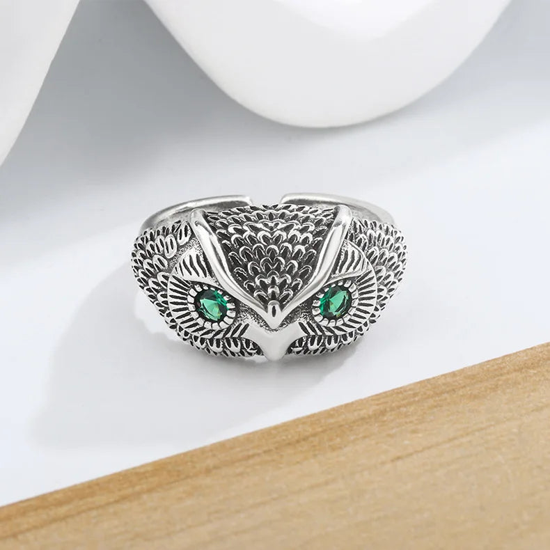 925 Sterling Silver Owl Zircon Open Rings For Women Wedding Engagement Luxury Jewelry Accessories Wholesale Jewellery
