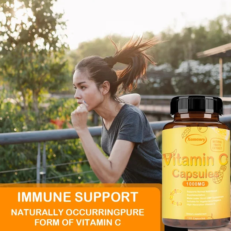 Vitamin C Capsules 1000mg - Immune System and Collagen Booster, Skin Health, Antioxidant Supplements