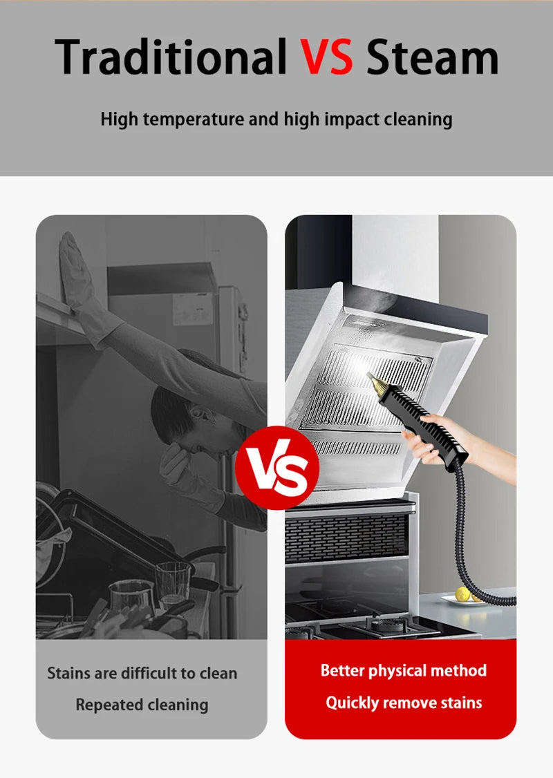 High Temperature Pressurized Steam Cleaning Machine for Range Hood Kitchen Car Cleaning Quick Heating Portable Steam Cleaner