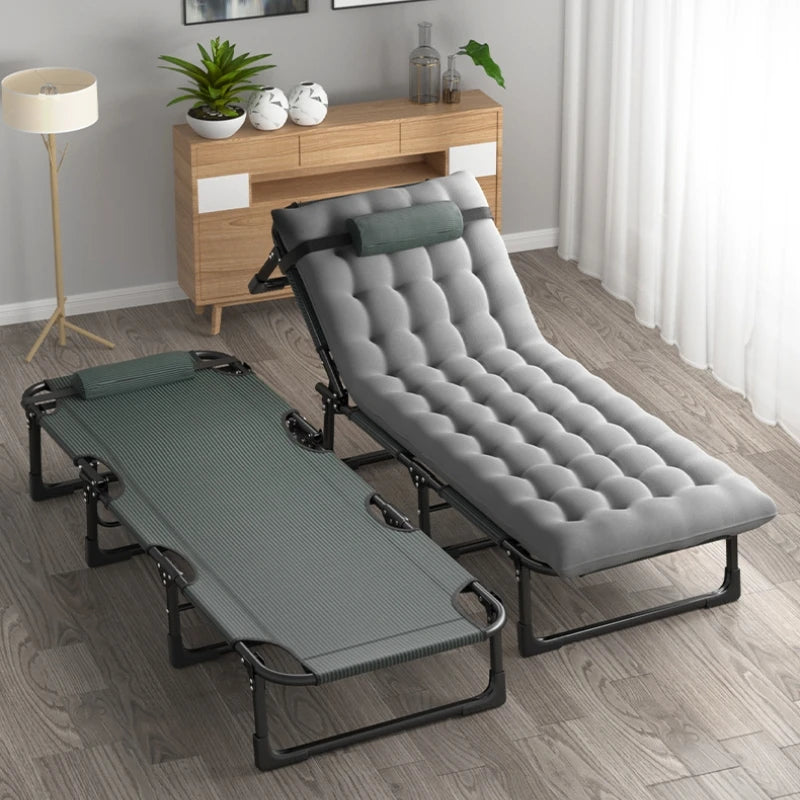 GIANXI Summer Outdoor Rollaway Bed Single Bed Simple Office Rollaway Chair Nap Bed Cotton Padded Recliner Accompanying Cot