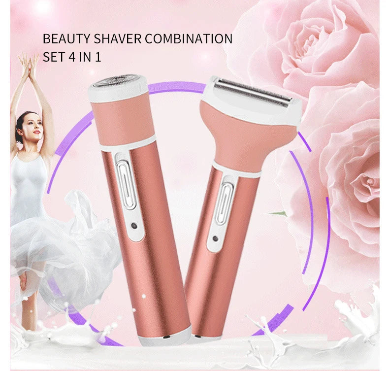 4 in 1 Body Hair Removal Epilator Armpit Hair Bikini Hair Leg Hair Pubic Hair Electric Razor Clipper Shaver Trimmer Women
