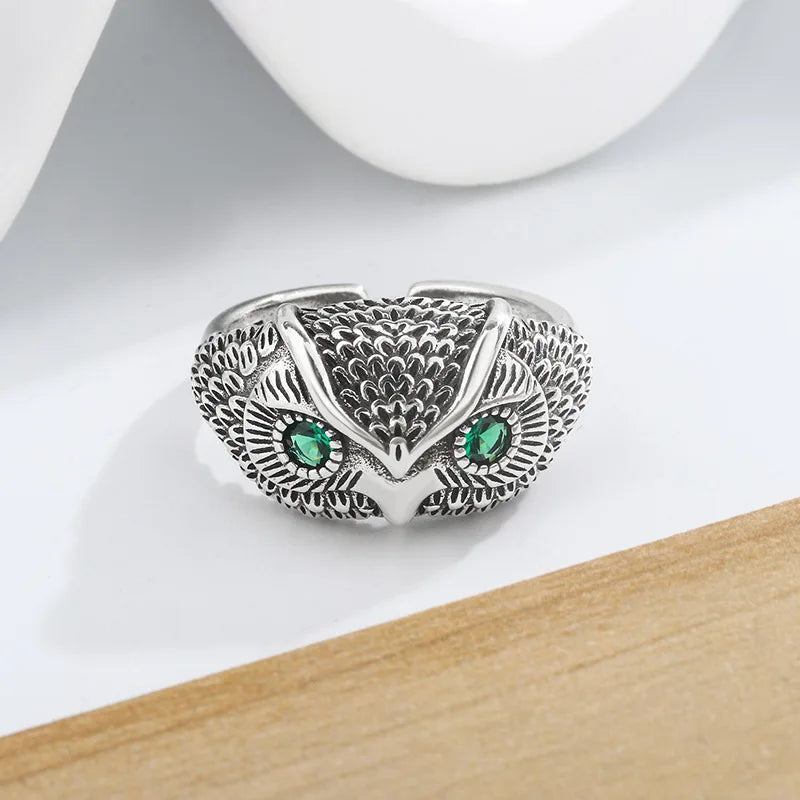 925 Sterling Silver Owl Zircon Open Rings For Women Wedding Engagement Luxury Jewelry Accessories Wholesale Jewellery