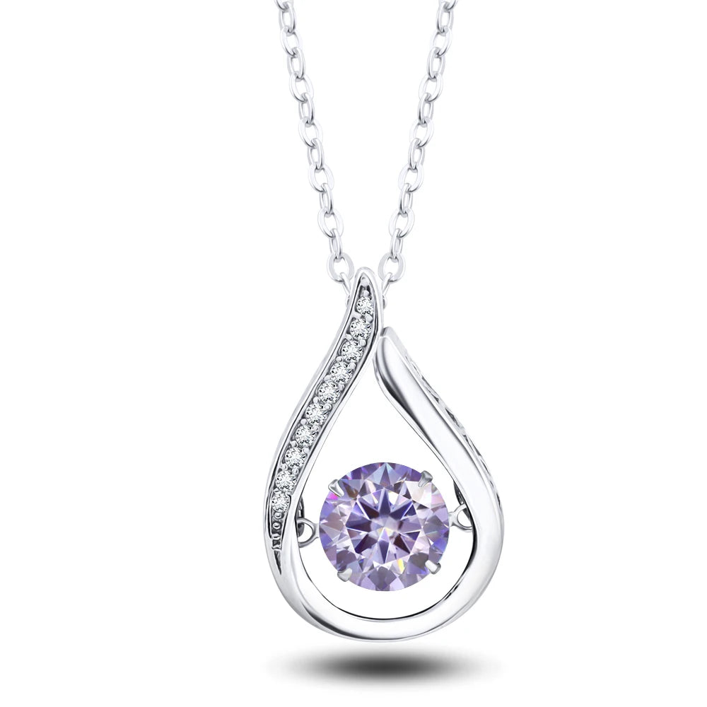 1CT Pass Tested GRA certified Moissanite Pendant Necklace for Women Sterling 925 Silver Lab-created Diamond Pendant with O-chain