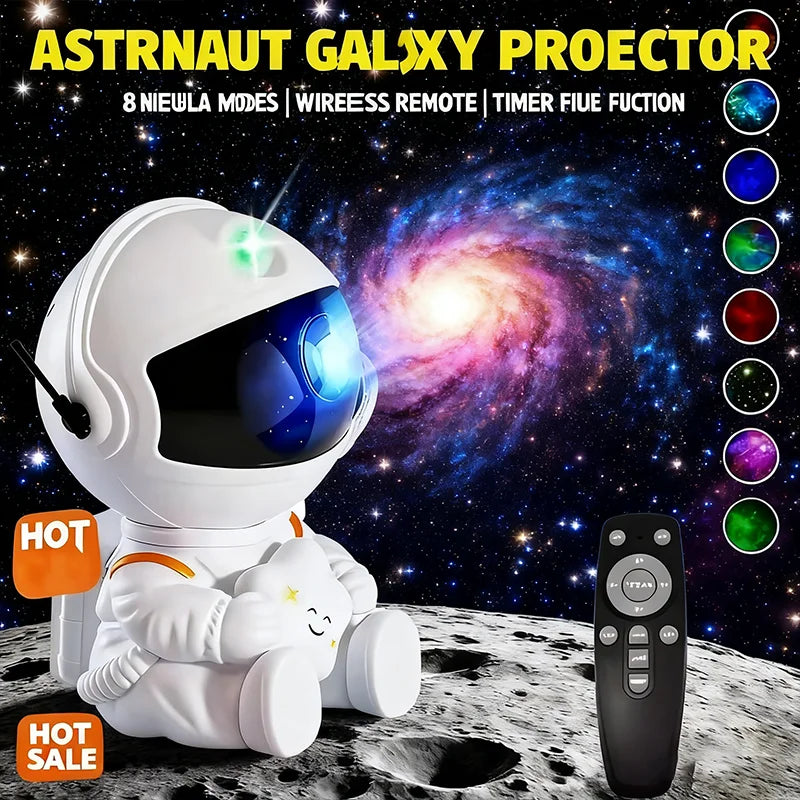 Creative Astronaut Star Projection Night Light 2025 New Colorful Star Sky Atmosphere Lamp Ideal Birthday Gift for Kids Adults