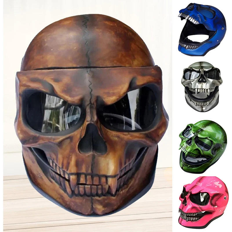 Halloween Motorcycle Skull Helmet Latex PVC Necromancer Skull Mask  Motorcycle Skull Half Helmet n Women
