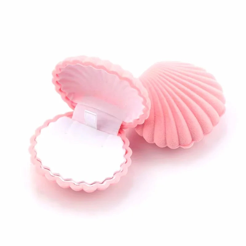 1 Piece Lovely Shell Shape Velvet Jewelry Box Wedding Engagement Ring Box for Earrings Necklace Bracelet Display Gift Box Holder