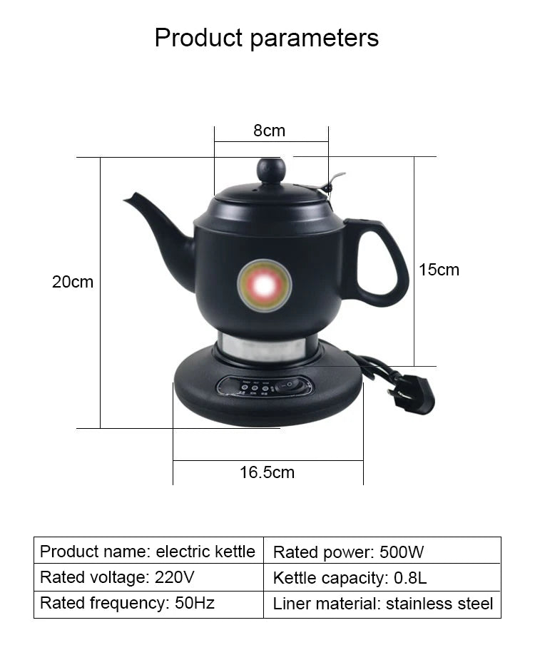 DMWD Stainless Steel Thermal Insulation 500W Electric Kettle Teapot 1.2L  Automatic Hot Water Heating Boiler Tea Pot 220V