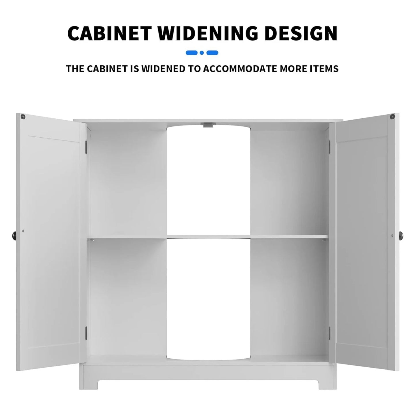 BRIEFNESS Washbasin storage cabinet White sink cabinet 2 door bathroom cabinet Adjustable shelves Base cabinet washbasin