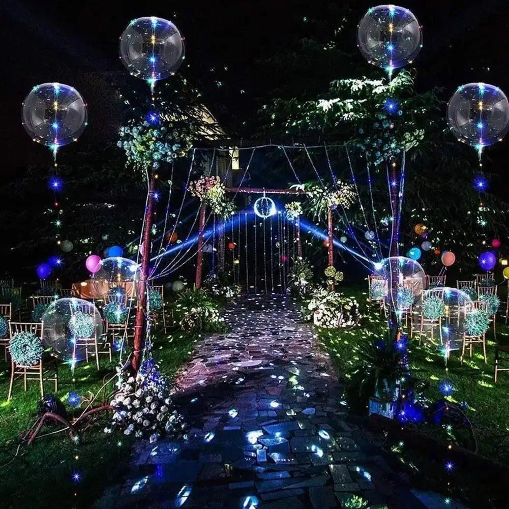 3set Transparent Led Balloons Light Up Balloons With Light Strap Bobo Balloons For Party Birthday Anniversary Wedding Decoration