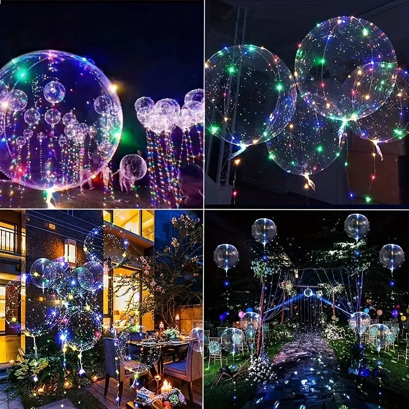 LED Colorful 10 Sets Of Colorful LED Light-Waving Bubble Balloons Helium Balloons For New Year, Birthday, Wedding, And Party Dec