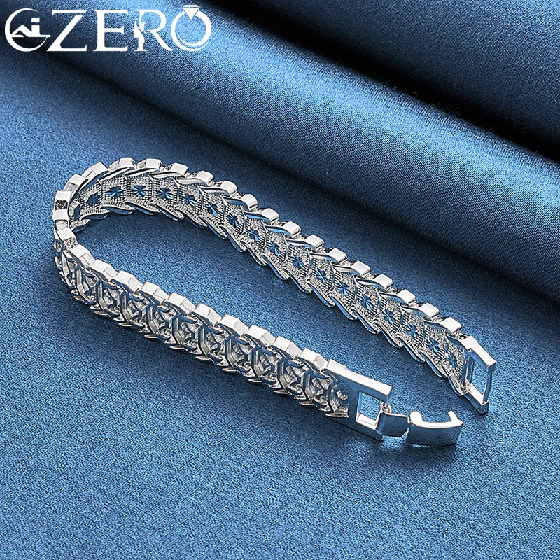 ALIZERO 925 Sterling Silver Fashion Wristband Bracelet Chain For Men's Woman Wedding Party Charm Noble Accessories Jewelry Gift