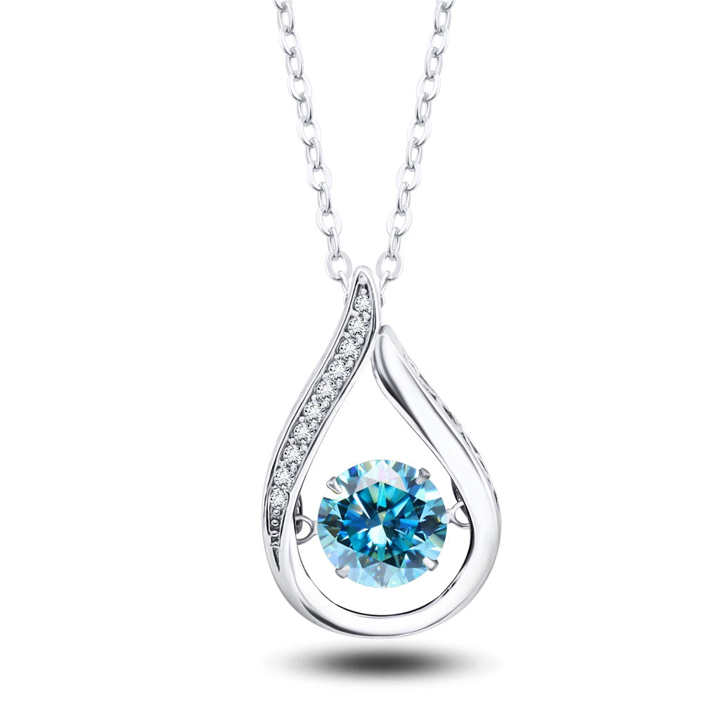1CT Pass Tested GRA certified Moissanite Pendant Necklace for Women Sterling 925 Silver Lab-created Diamond Pendant with O-chain