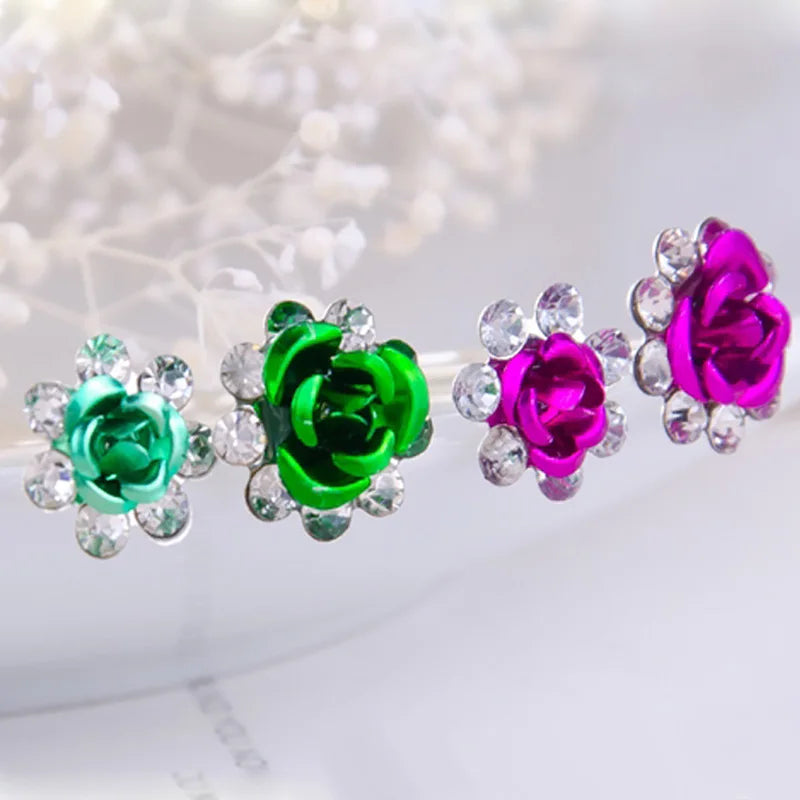 20pcs/lot Fashion U Shape Crystal Hair Fork Rhinestone Flower Hair Pin Sticks For Women Wedding Bridal Hair Accessories Jewelry