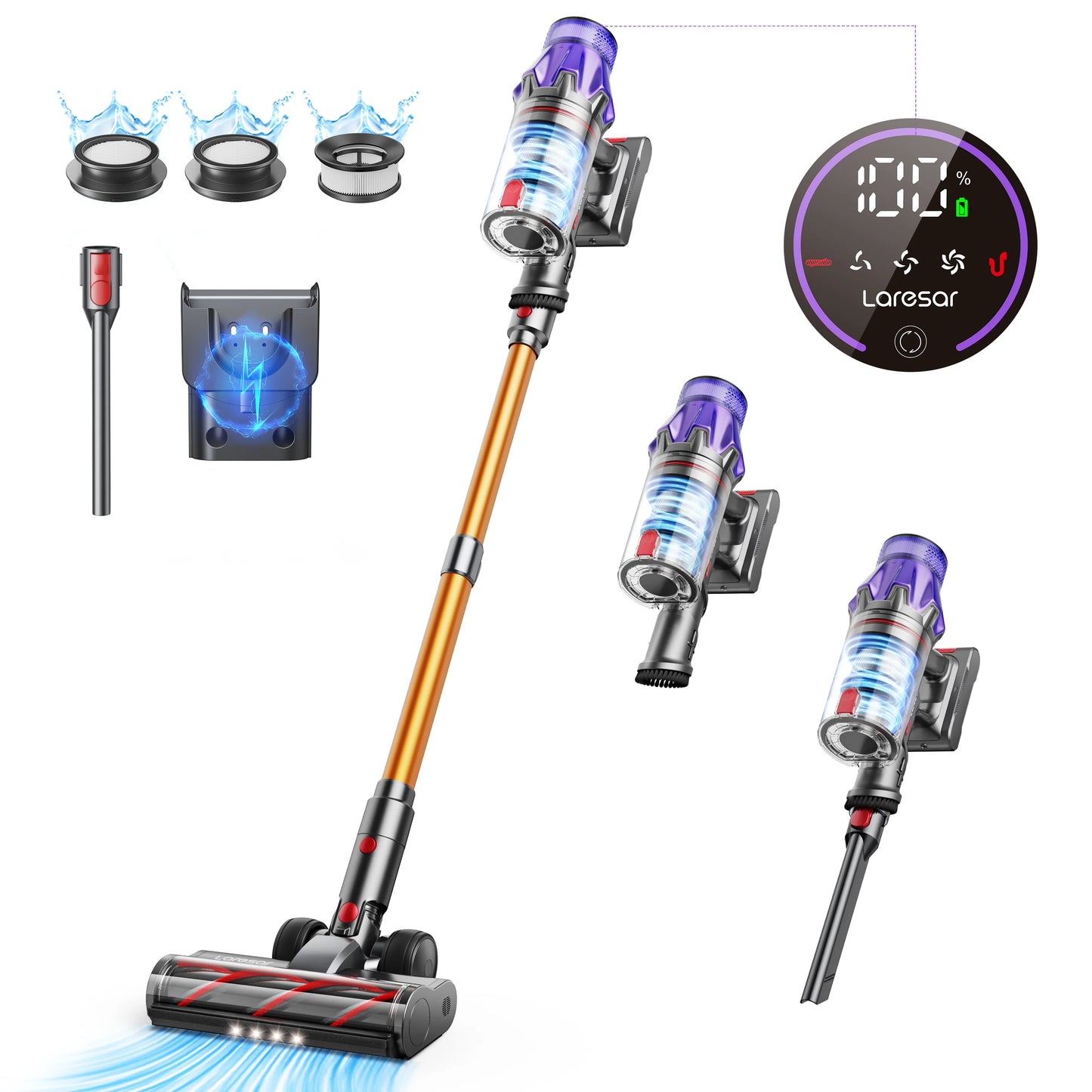 Laresar V7 500W 50000Pa Discharge Battery vacuum cleaner Handheld Smart Home Appliance Removable Battery Dust mug