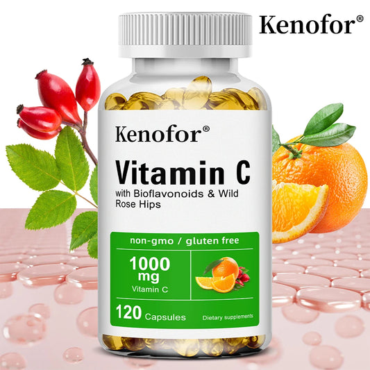 Natural Vitamin C 1000 Mg | Plus Citrus and Rose Hips | Dietary Supplement, Antioxidant, Promotes Collagen, Skin Health