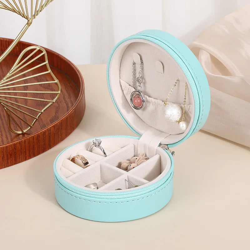 Portable Jewelry Box Jewelry Organizer Display Travel Jewelry Case Boxes Waterproof Leather Storage Zipper Jewelers Joyero