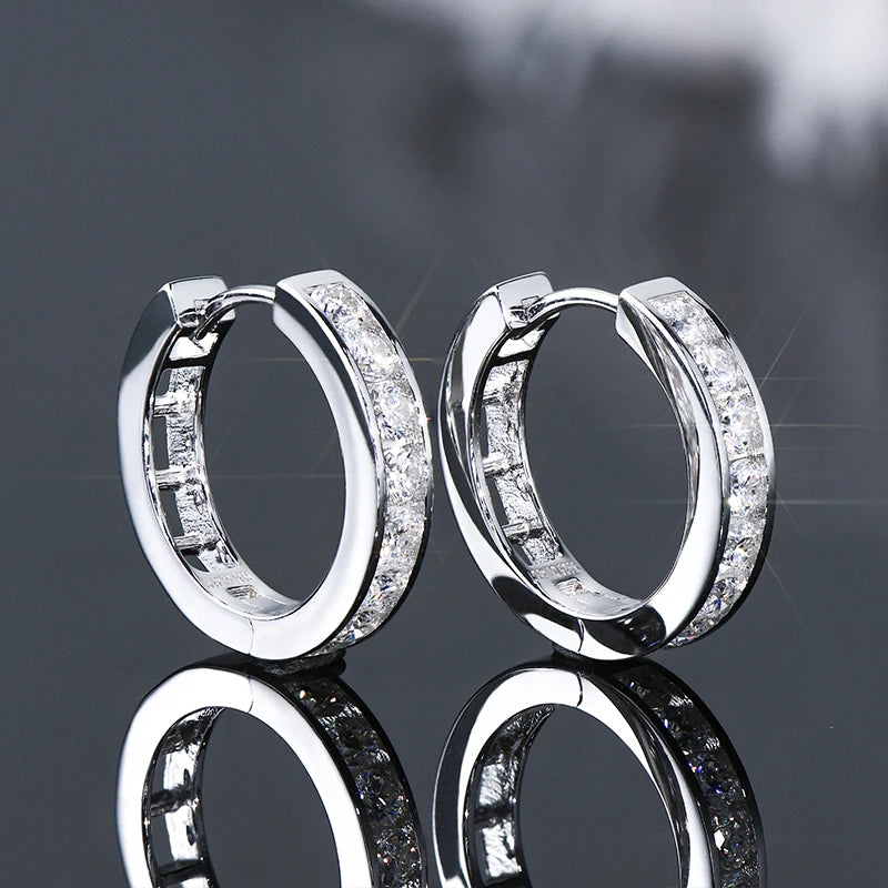 RAPRGOLD GRA Certified Moissanite Hoop Earrings for Women Men's Real S925 Sterling Silver Round Earring Jewelry Gifts orecchini