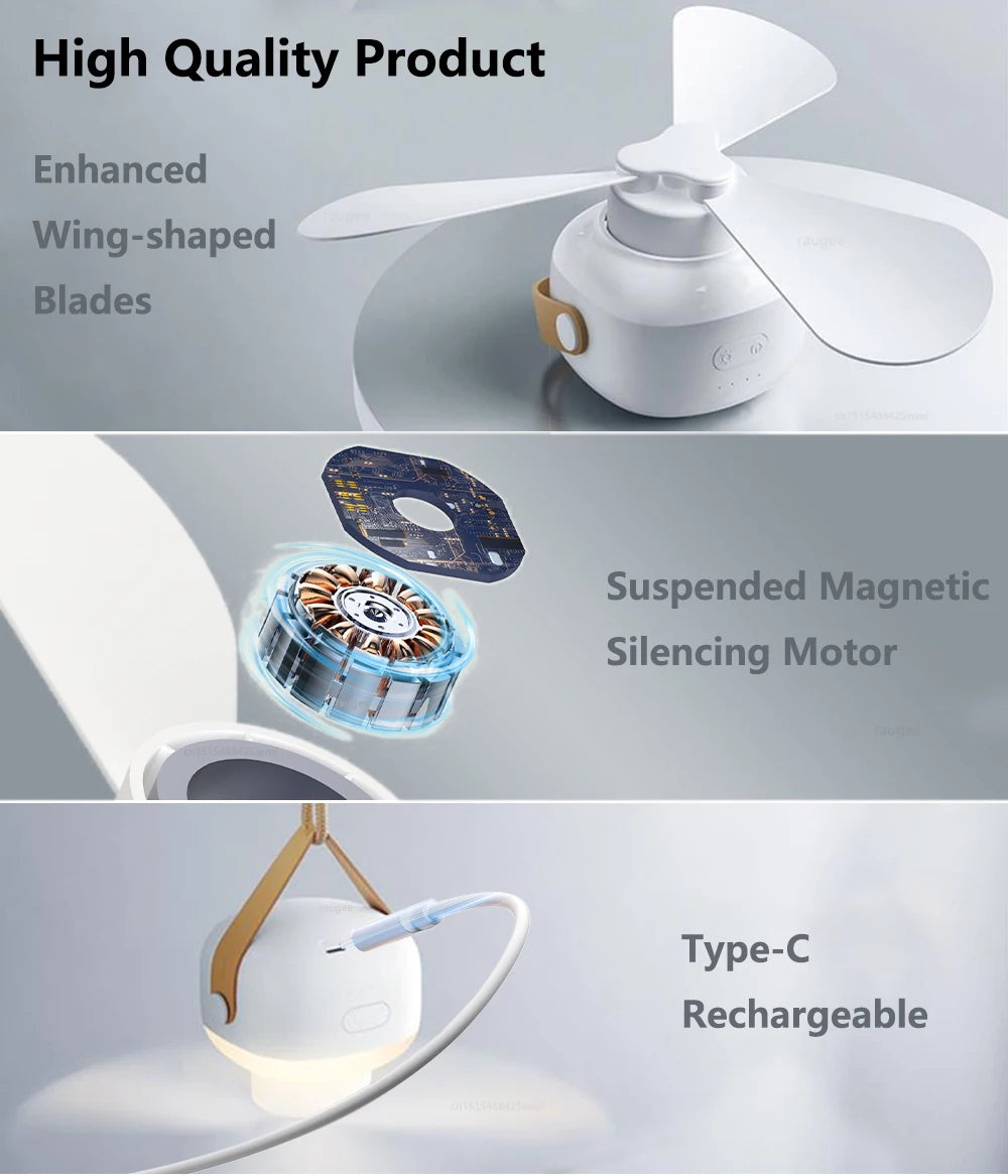 Ceiling Fan 7200mAh Portable Camping Tent Ceiling Fan USB Rechargeable Wireless Ceiling Fan with LED Lighting and Remote Control