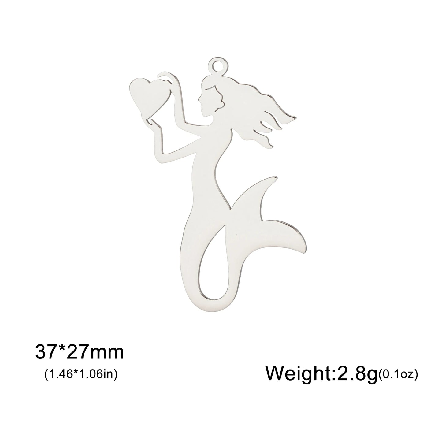 EUEAVAN 1pc Mermaid Stainless Steel Pendant Ocean Sea Fish Tail Charms Necklace Earrings Jewelry Making Accessories Wholesale