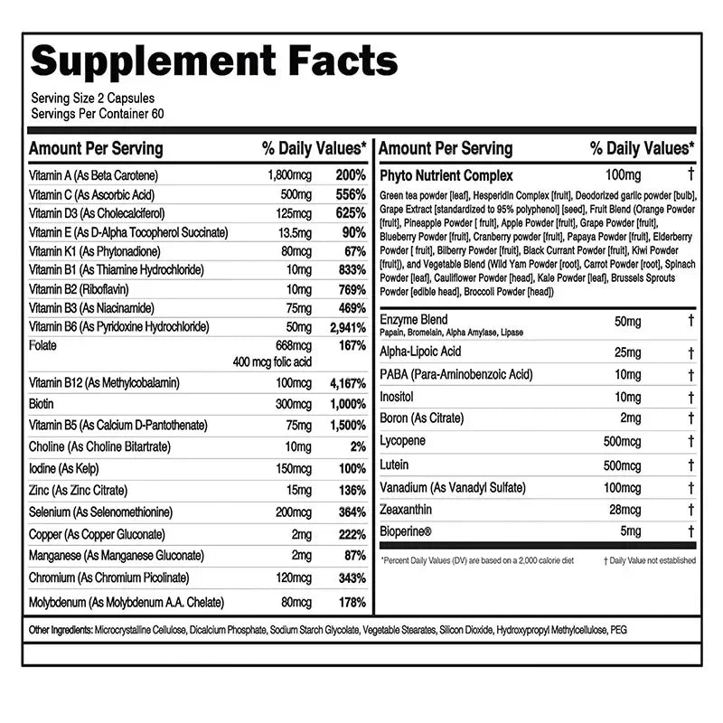 Men's Multivitamin for 50+ - Enhances Memory and Cognition, Supports Brain, Eye and Heart Health
